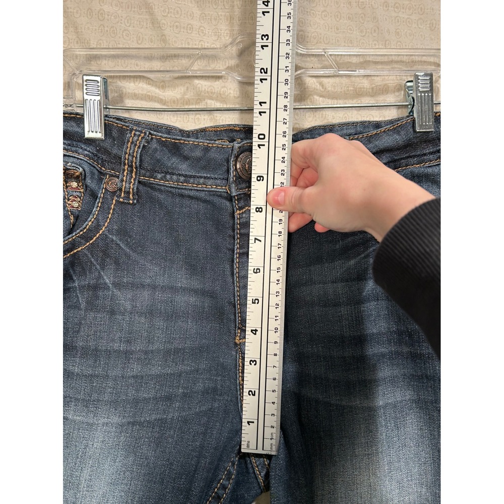 Grace in LA Women Size 33 Dark Wash Straight Embellished Embroidered Jeans #2162 - Picture 2 of 12